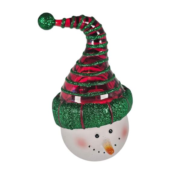 Department 56 Snowman Head Ornament 2003 Glitter Hat 5" Xmas Decor Boxed - Picture 7 of 16